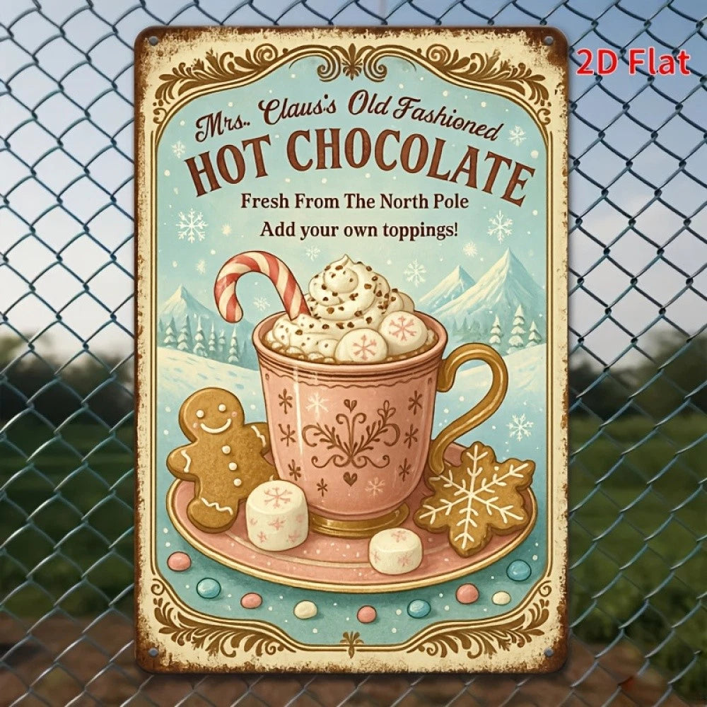Vintage Santa's Hot Chocolate Gingerbread Cup Aluminum Sign — product artwork