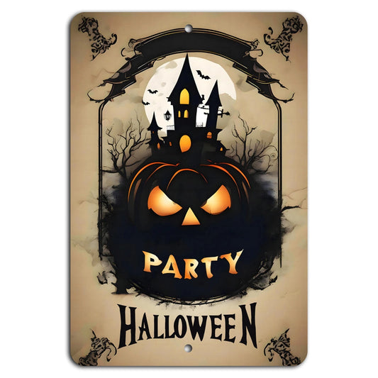 Halloween Party Gothic Rustic Vintage Aluminum Sign — product artwork