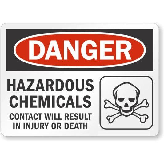 Hazardous Chemicals Contact Danger Aluminum Sign — product artwork