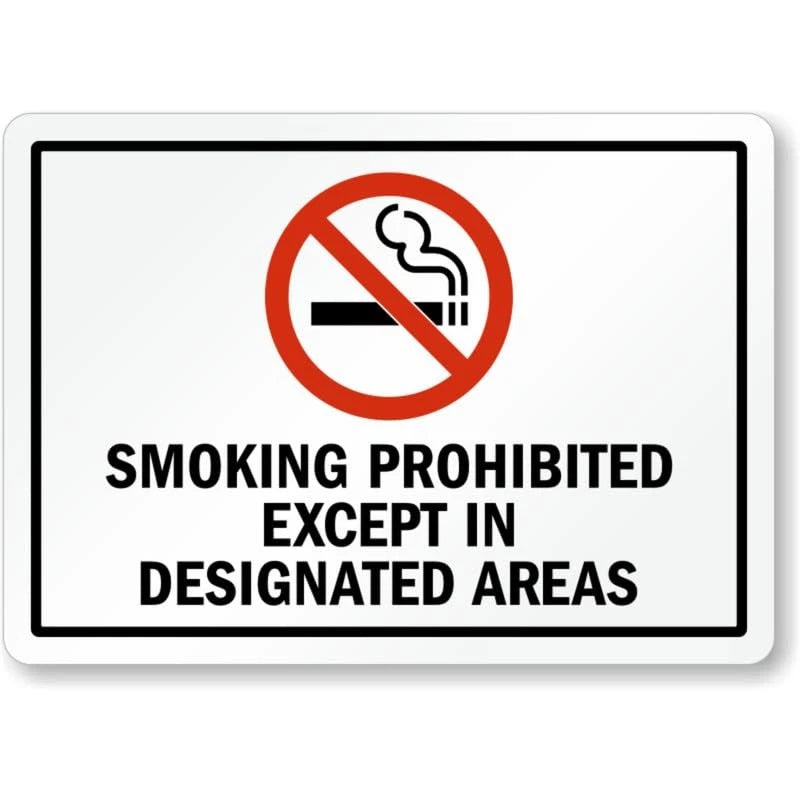 Smoking Prohibited Except Designated Areas Aluminum Sign — product artwork