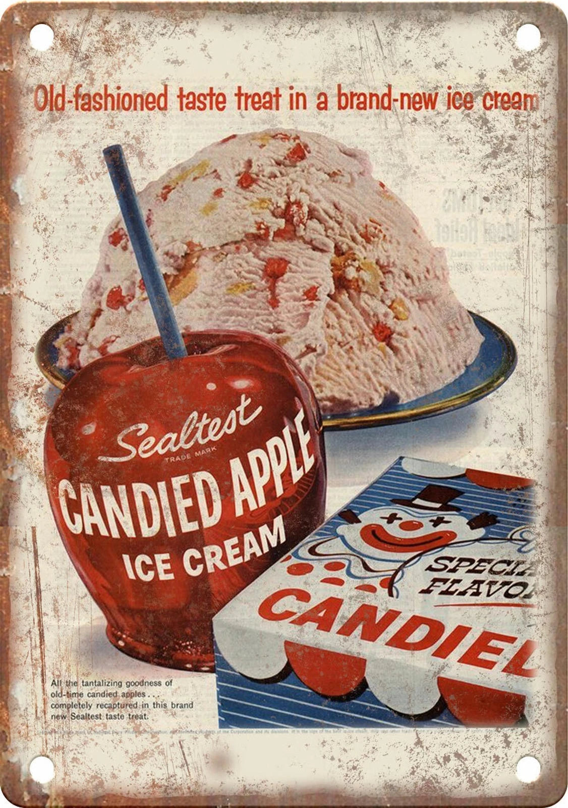 Candy Apple Ice Cream Vintage Style Reproduction Aluminum Sign — product artwork