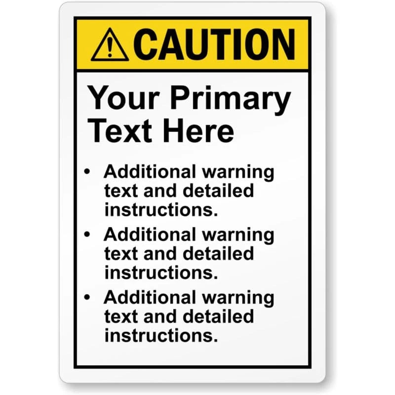 Caution Safety Custom Aluminum Sign — product artwork