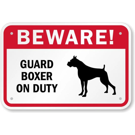 Boxer on Duty Dog Warning Yard Aluminum Sign — product artwork