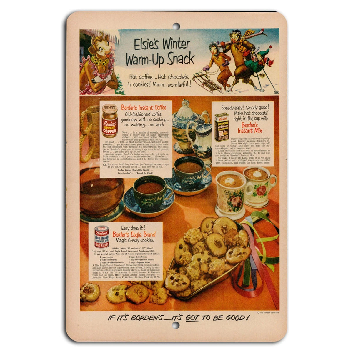 Vintage Coffee Cookies Rustic Winter Aluminum Sign — product artwork