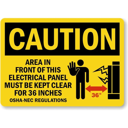 Caution Electrical Panel Keep Clear 36 Inches Aluminum Sign — product artwork