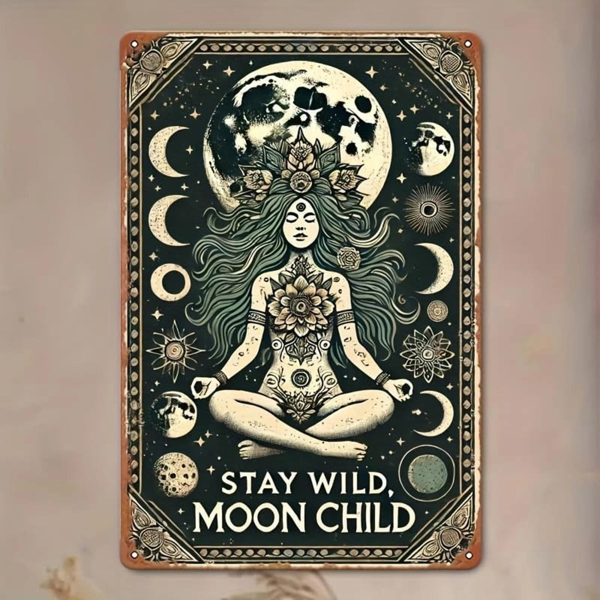 Wall Moon Girl Stay Wild Moon Child Funny Aluminum Sign — product artwork