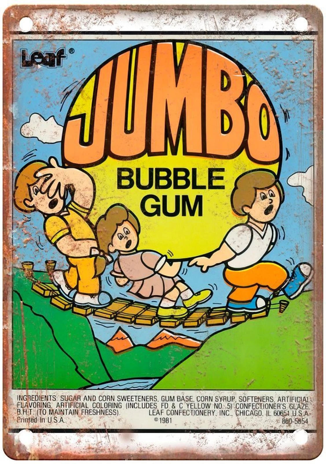 Leaf Jumbo Bubble Gum Vintage Aluminum Sign — product artwork