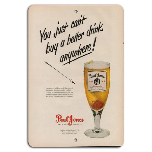 Paul Jones Whiskey Vintage Bar Retro Style Aluminum Sign — product artwork