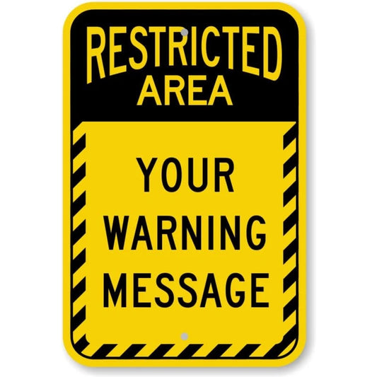 Restricted Area Striped Custom Aluminum Sign — product artwork