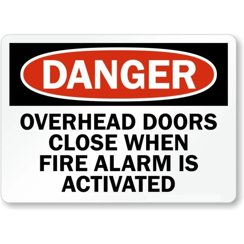 Overhead Doors Fire Alarm Aluminum Sign — product artwork
