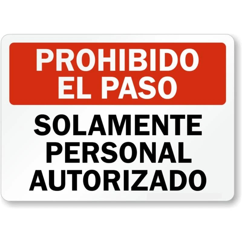 Solamente Personal Autorizado Spanish Aluminum Sign — product artwork