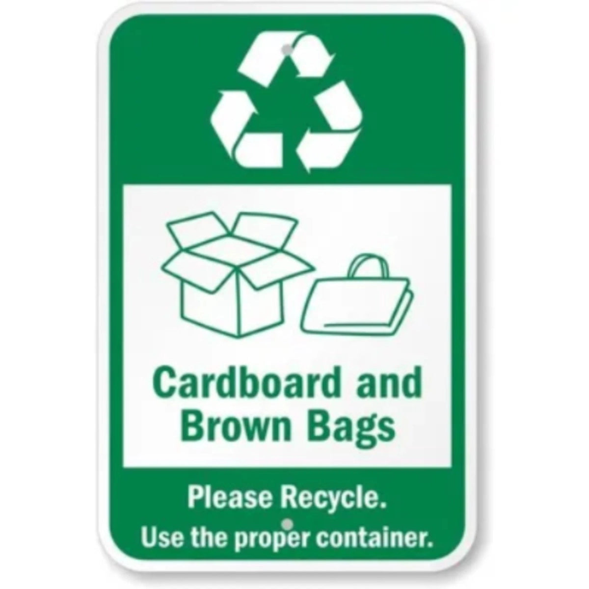 Cardboard and Brown Bags Please Recycle Aluminum Sign — product artwork