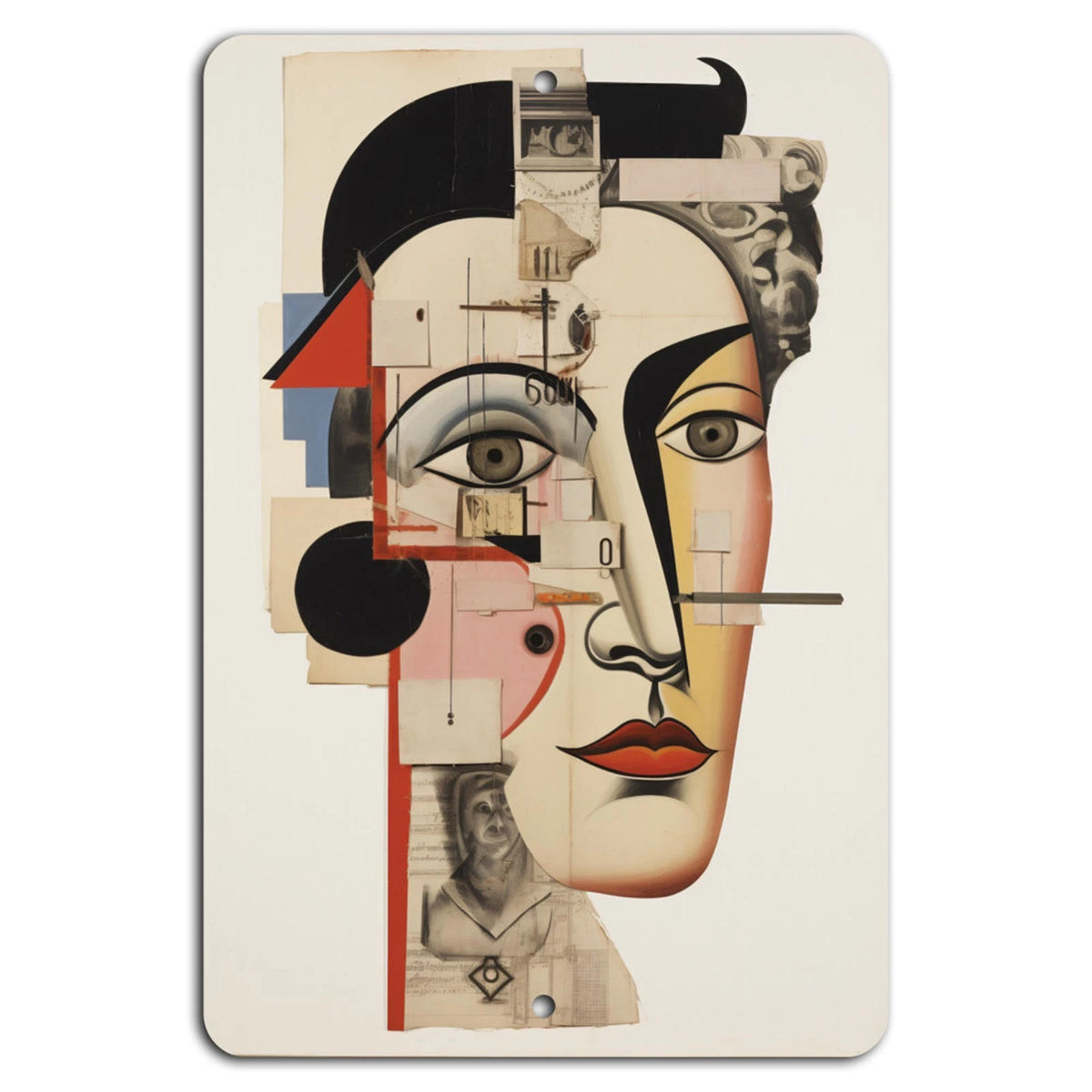 Abstract Retro Futuristic Collage Aluminum Sign — product artwork