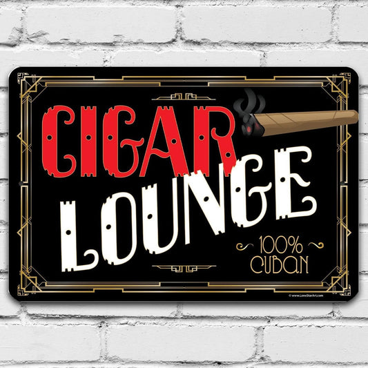 Cigar Lounge Funny Man Cave Aluminum Sign — product artwork