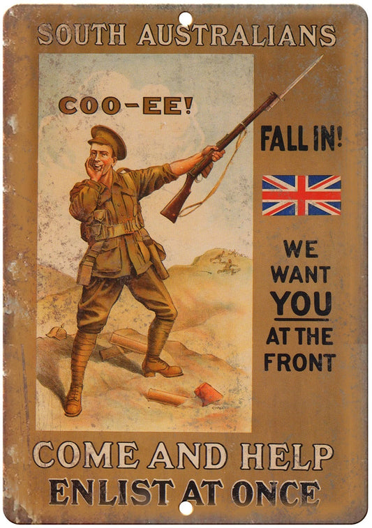 Vintage War Poster South Australians Funny Aluminum Sign — product artwork