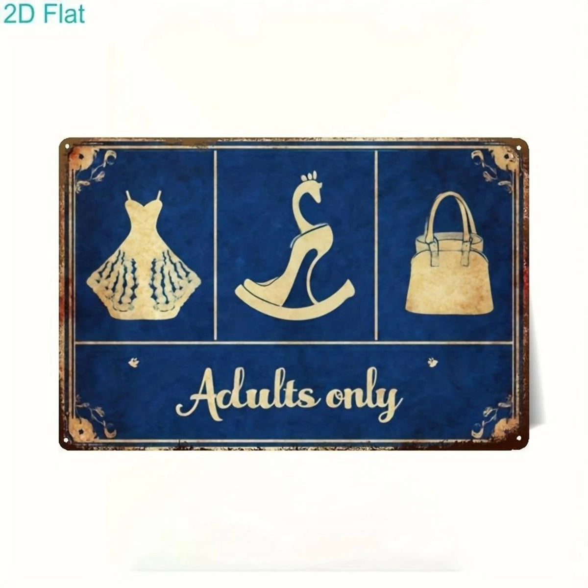 Retro Adults Only Funny Womens Room Aluminum Sign — product artwork