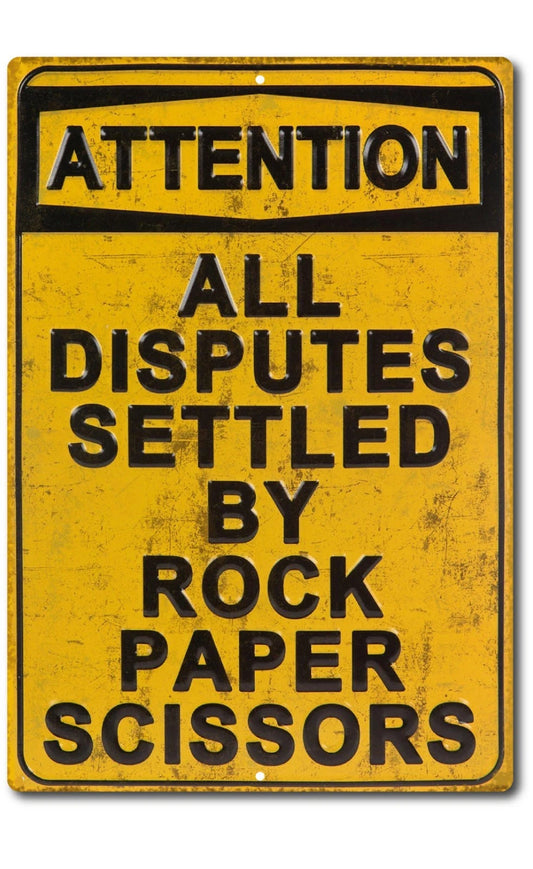 Rock Paper Scissors Door Mounted Funny Vertical Aluminum Sign — product artwork