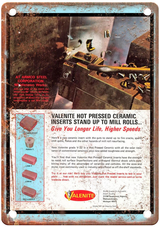 Vintage Valenite 1976 Industrial Tooling Aluminum Sign — product artwork