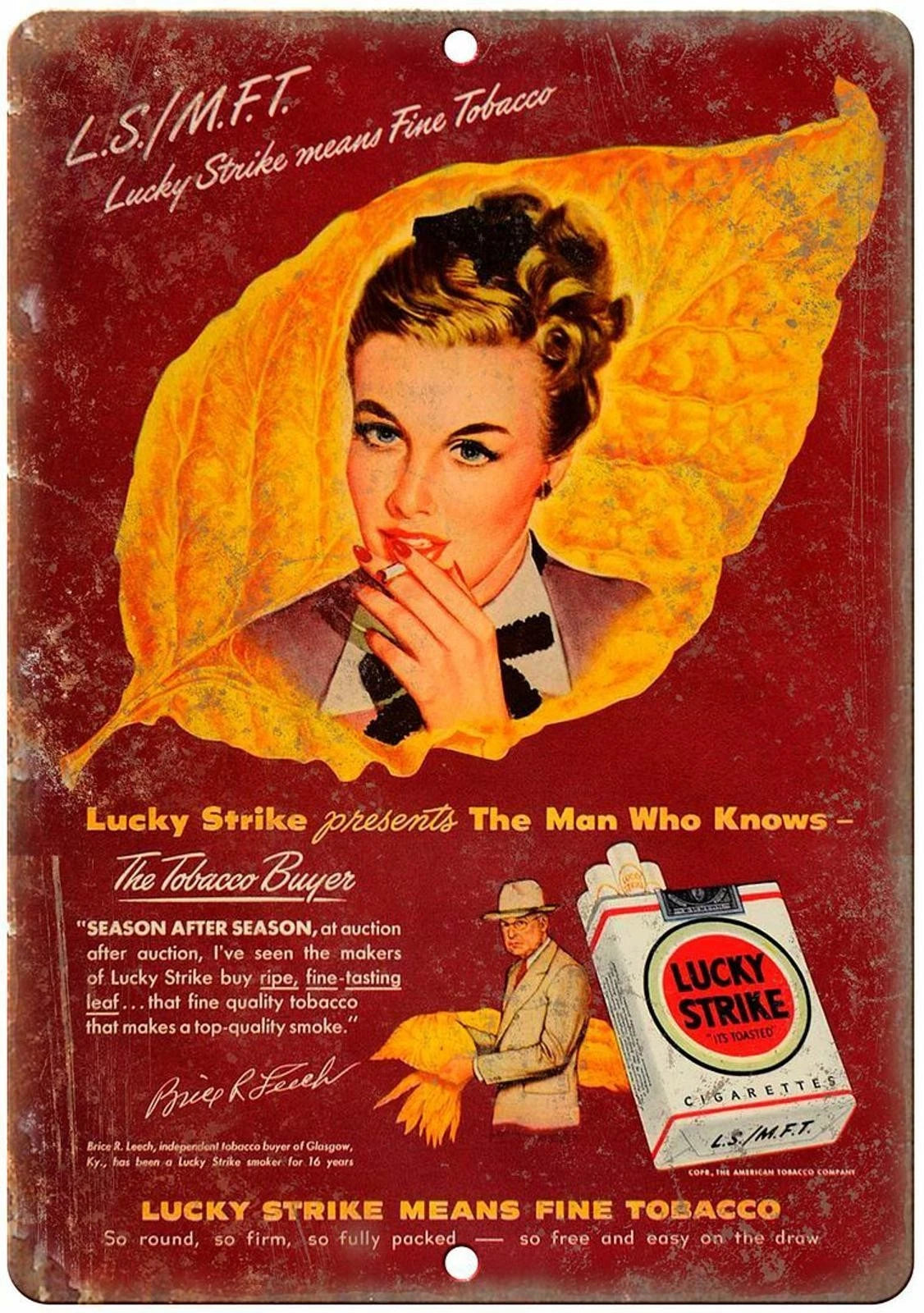 Lucky Strike Season After Season Tobacco Advertisement Aluminum Sign — product artwork