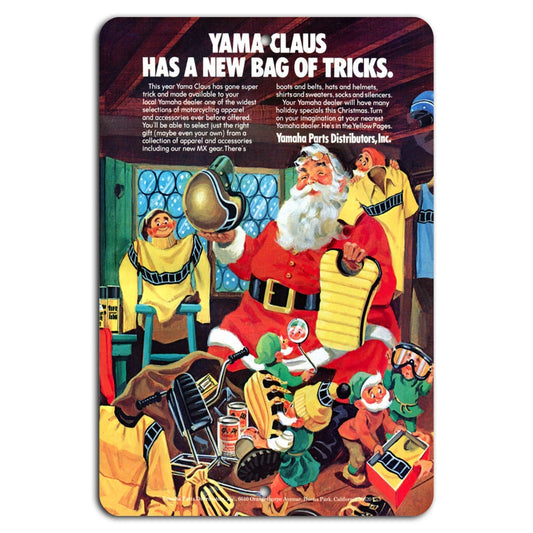 Holiday Handmade Motocross Santa Claus Aluminum Sign — product artwork
