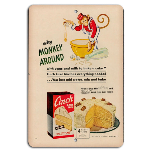 Cake Mix Vintage Monkey Kitchen Aluminum Sign — product artwork