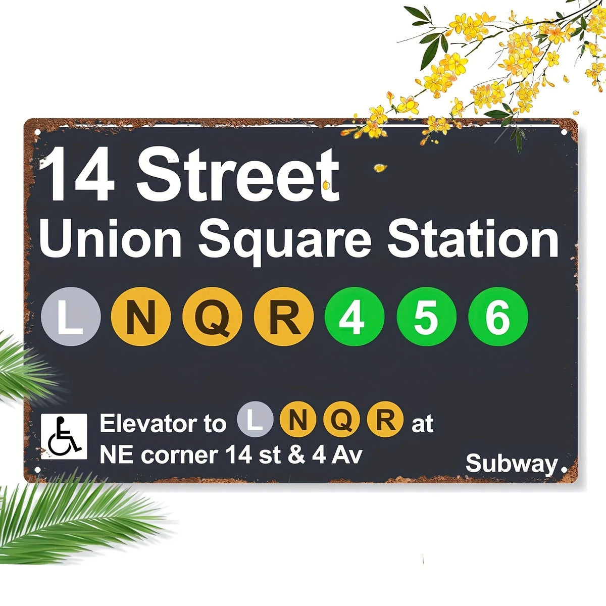 Vintage Union Square Station Funny Aluminum Sign — product artwork