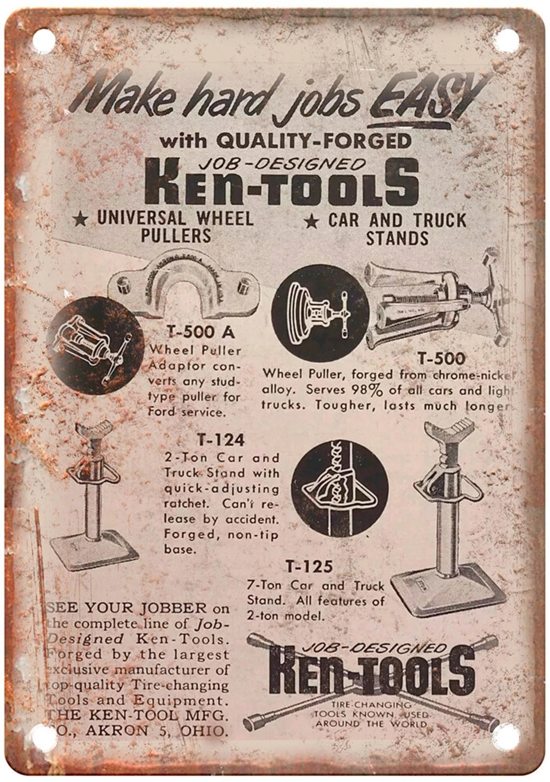 Vintage Ken-tools 1956 Akron OH Aluminum Sign — product artwork