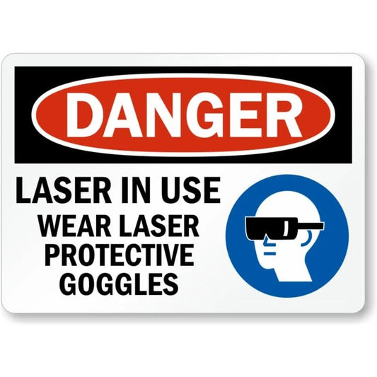 Laser Wear Protective Goggles Aluminum Sign — product artwork