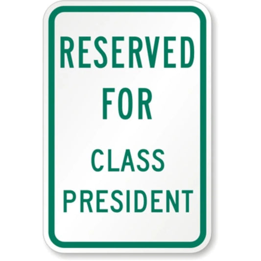 Class President Aluminum Sign — product artwork