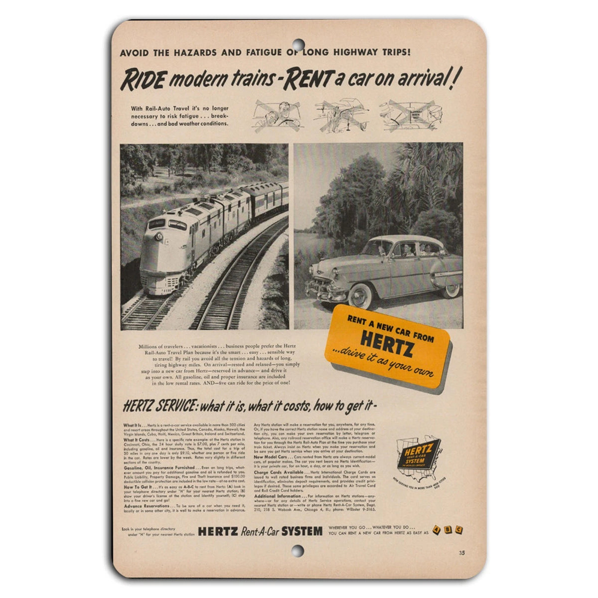 Vintage Travel Retro Graphic Art Aluminum Sign — product artwork