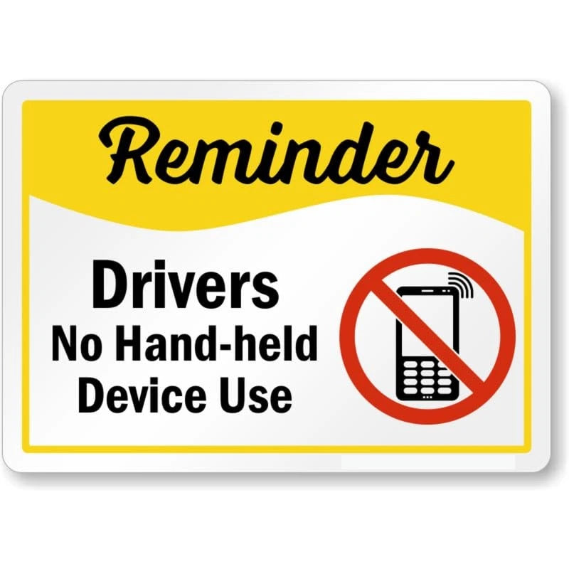 Drivers No Hand Held Device Aluminum Sign — product artwork