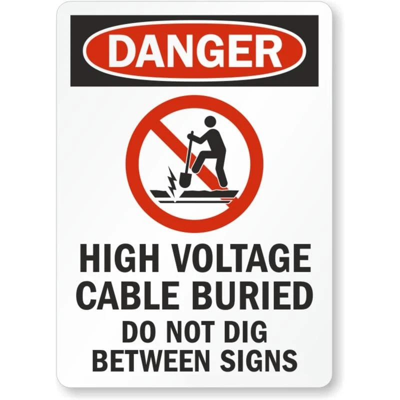 High Voltage Cable Buried Do Not Dig Danger Aluminum Sign — product artwork