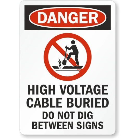High Voltage Cable Buried Do Not Dig Danger Aluminum Sign — product artwork