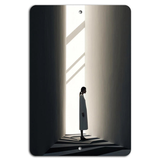 Shadowed Pathway Minimalist Vertical Decorative Aluminum Sign — product artwork