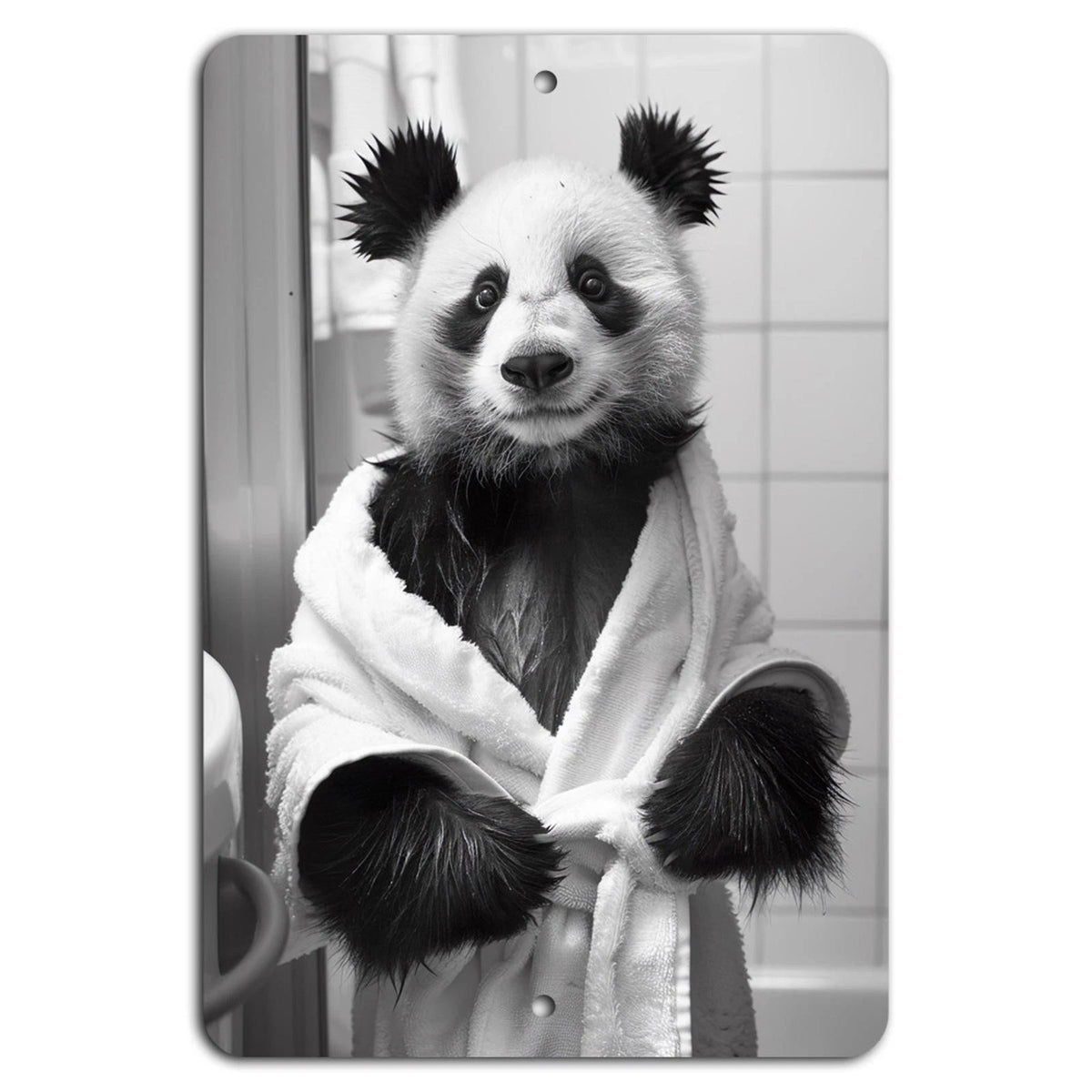 Bathroom Buddy Panda Morning Aluminum Sign — product artwork