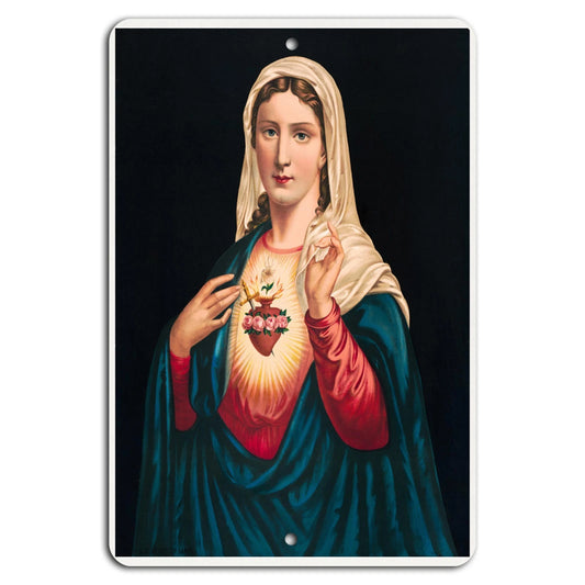 Sacred Heart Vertical Art Religious Aluminum Sign — product artwork