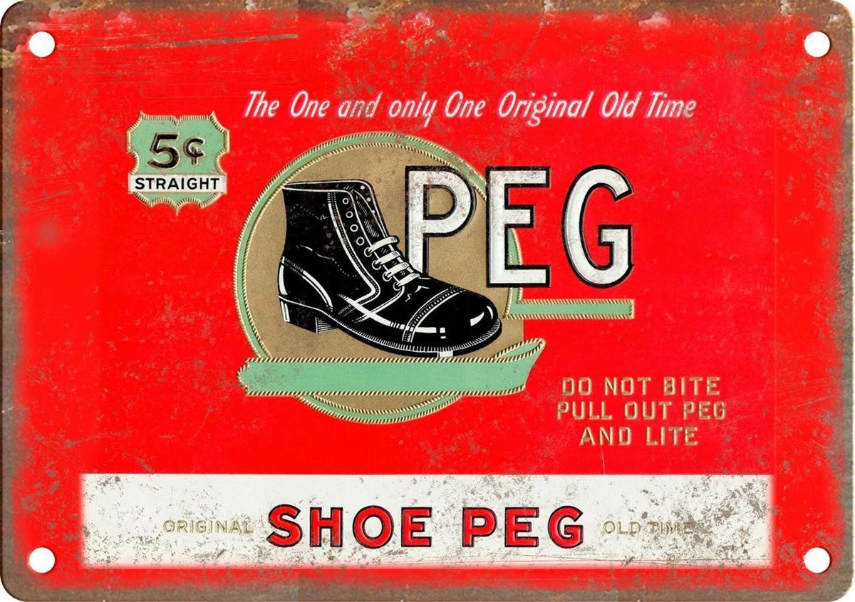 Shoe Peg Cigar Box Reproduction Aluminum Sign — product artwork