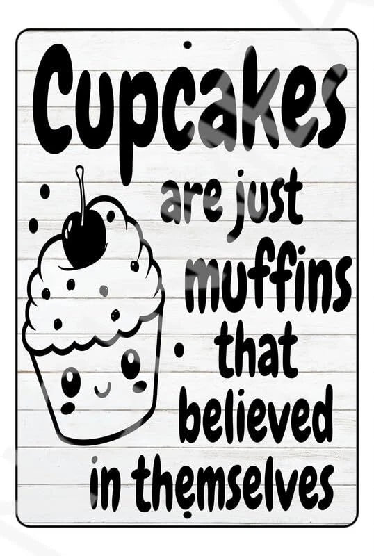 Funny Cupcakes Are Just Muffins Aluminum Sign — product artwork