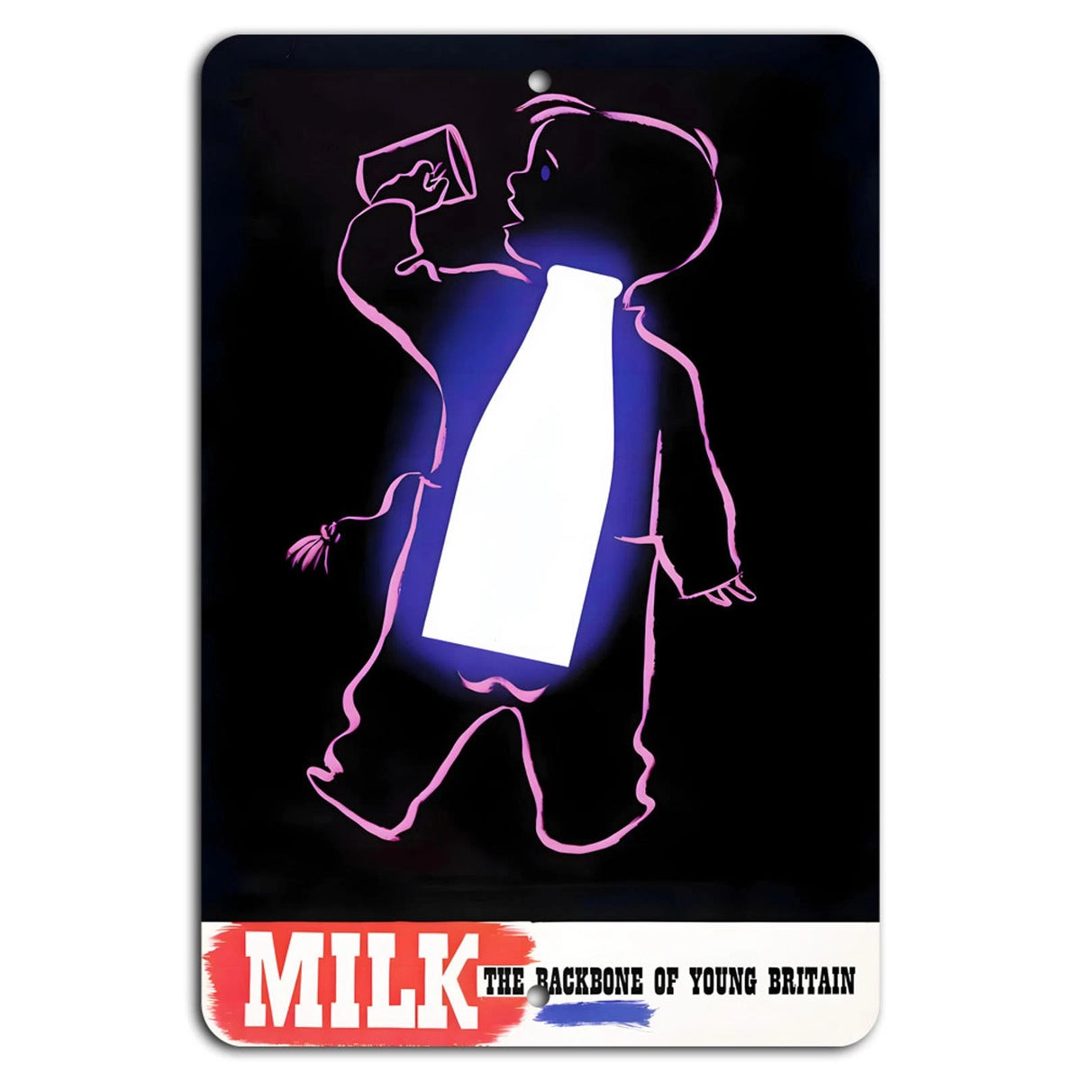 Vintage Milk British Industrial Garage Aluminum Sign — product artwork