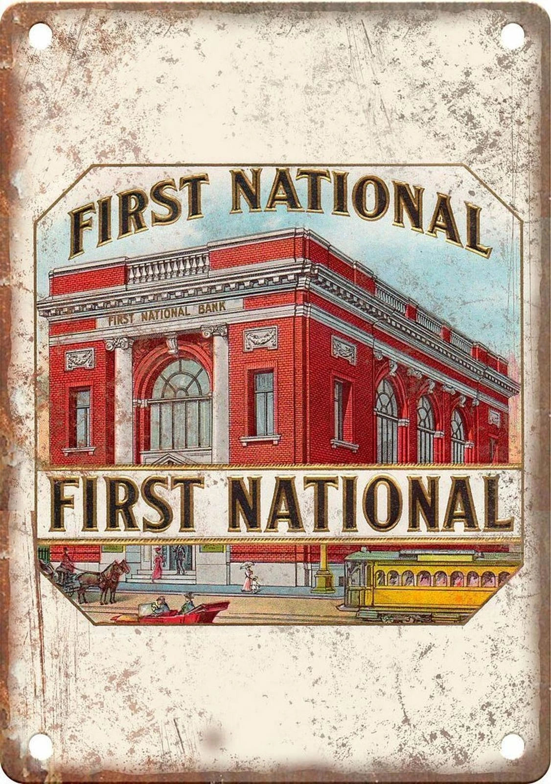 Cigar Box First National Reproduction Aluminum Sign — product artwork