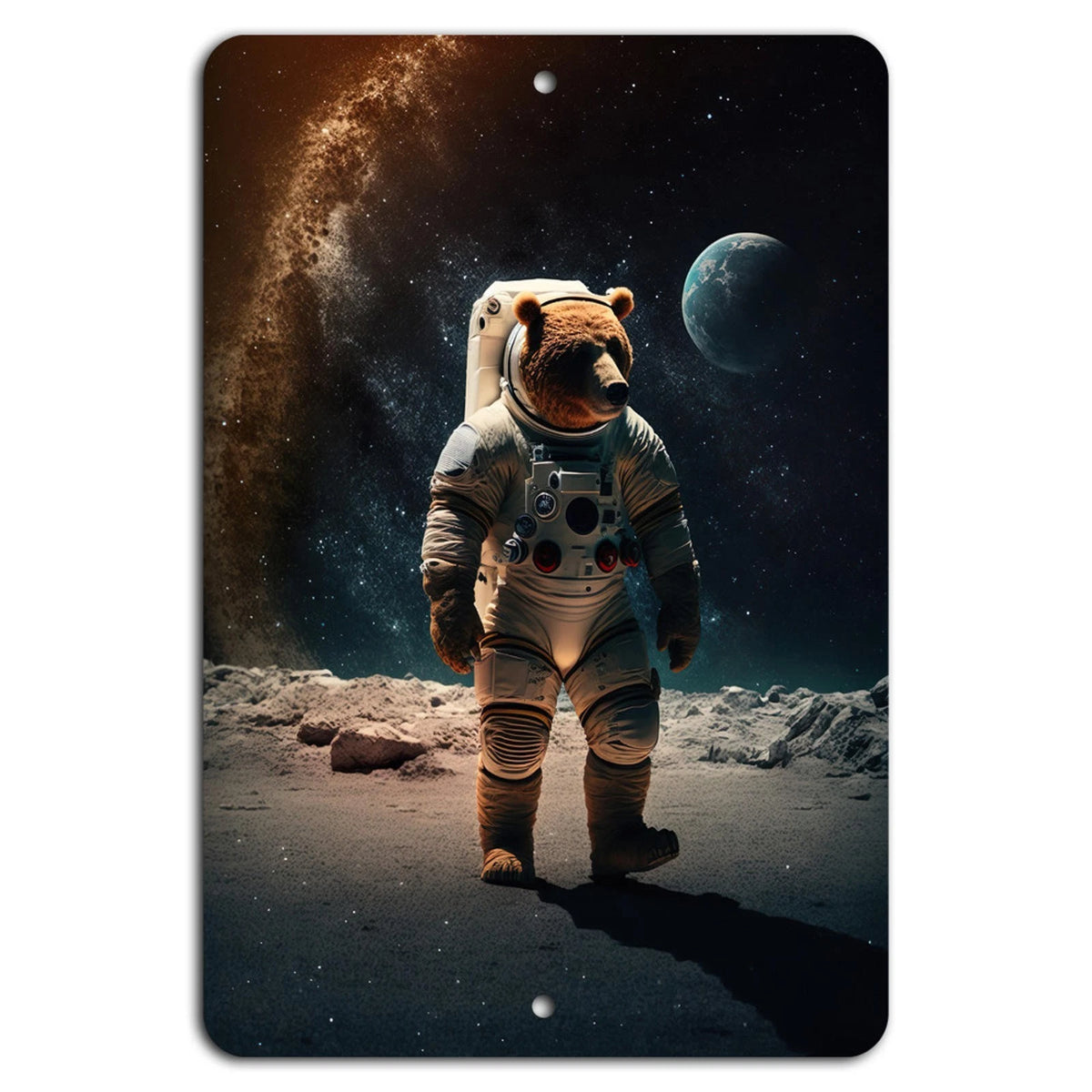 Galactic Bear Vintage Space Adventure Aluminum Sign — product artwork