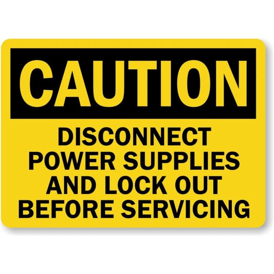 Disconnect Power Caution Aluminum Sign — product artwork
