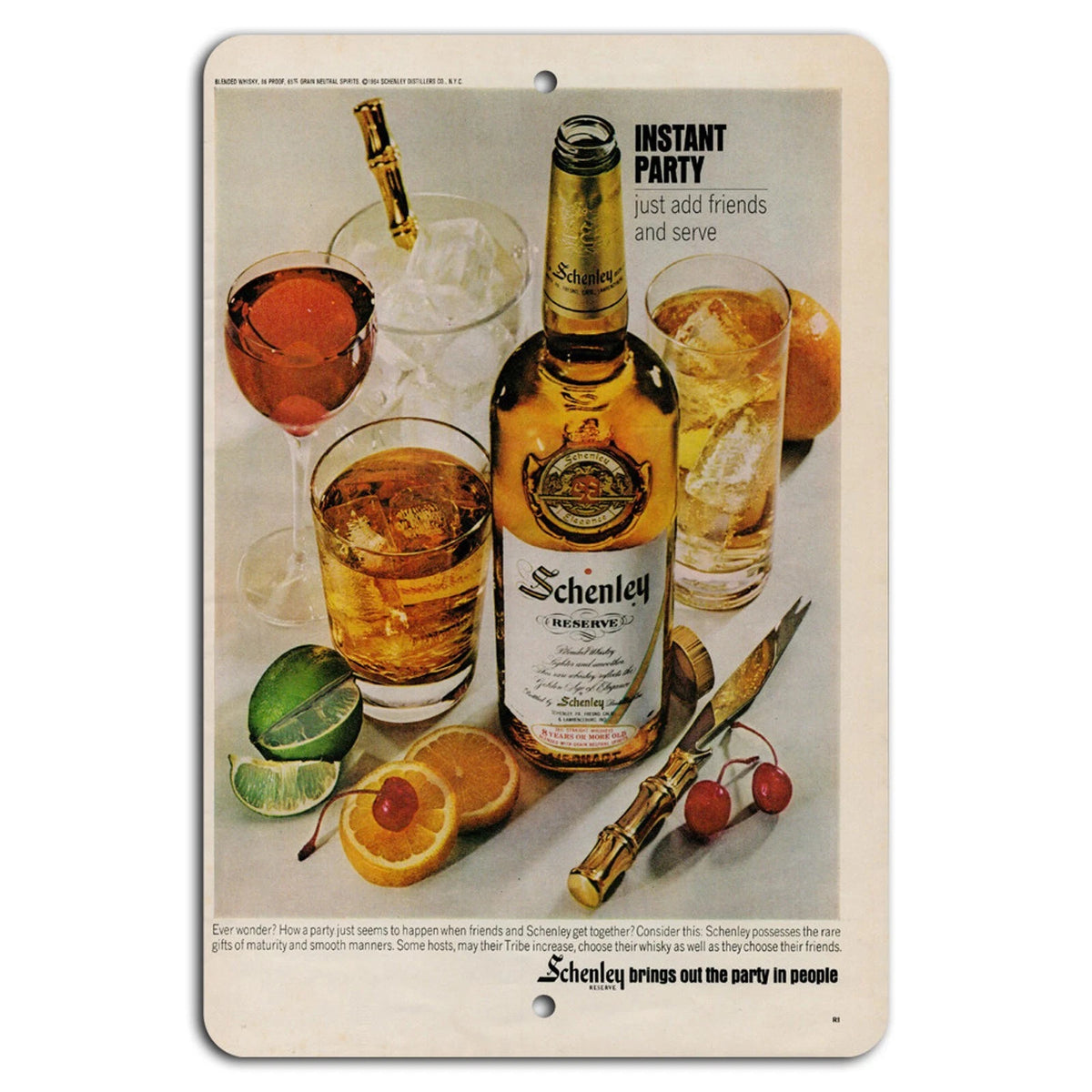 Instant Party Whiskey Vintage Rustic Bar Aluminum Sign — product artwork