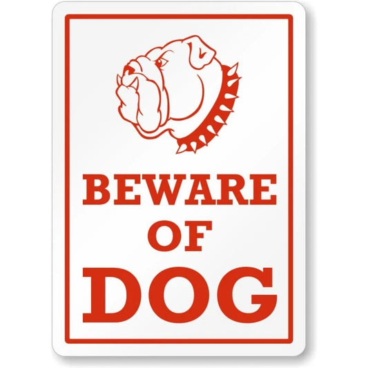 Beware of Dog Bulldog Red Aluminum Sign — product artwork