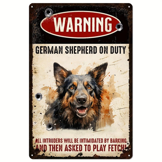 German Shepherd Funny Humorous Door Welcome Aluminum Sign — product artwork