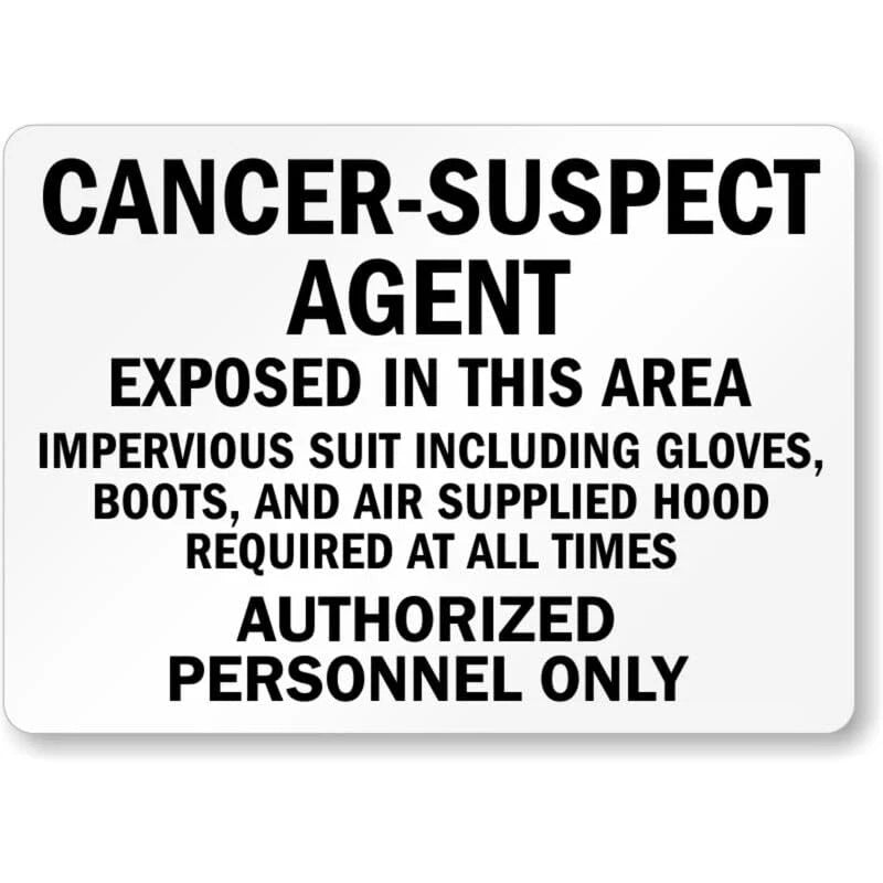 Cancer-Suspect Agent Impervious Suit and Air Supplied Hood Sign — product artwork