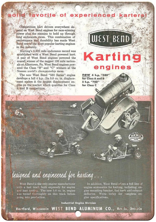 Vintage Karting West Bend Aluminum Sign — product artwork