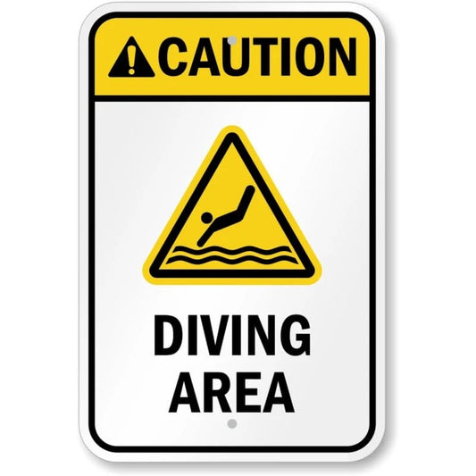 Caution Diving Area Water Safety Aluminum Sign — product artwork