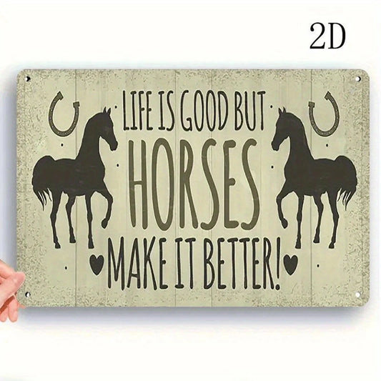 Rustic Funny Horse Lover Equestrian Wall Aluminum Sign — product artwork