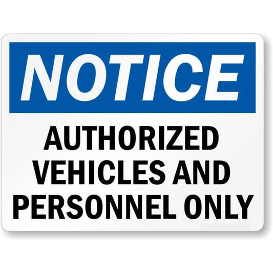 Authorized Vehicles Personnel Aluminum Sign — product artwork